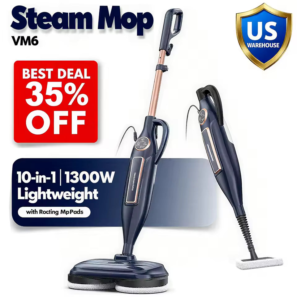 Deep-Cleaning Steam Mop with Rotating Pads